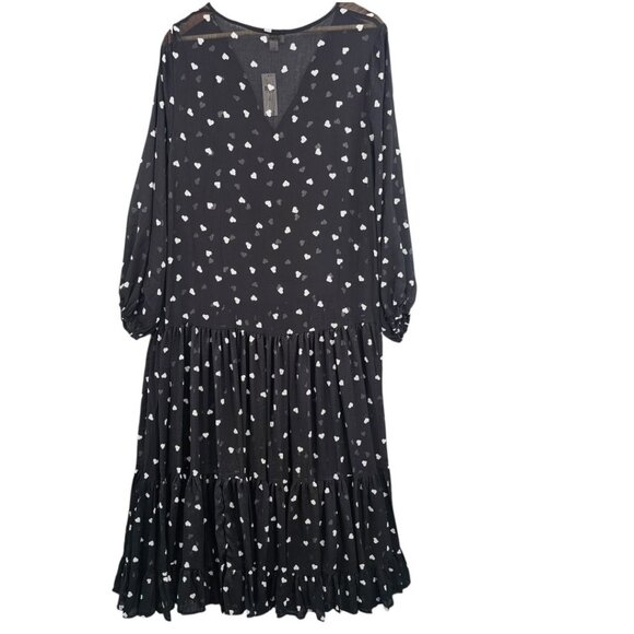 Anthropologie Maeve Womens OS Sheer Ditsy Heart‎ Kaftan Cover Up Dress NWT - Picture 8 of 14